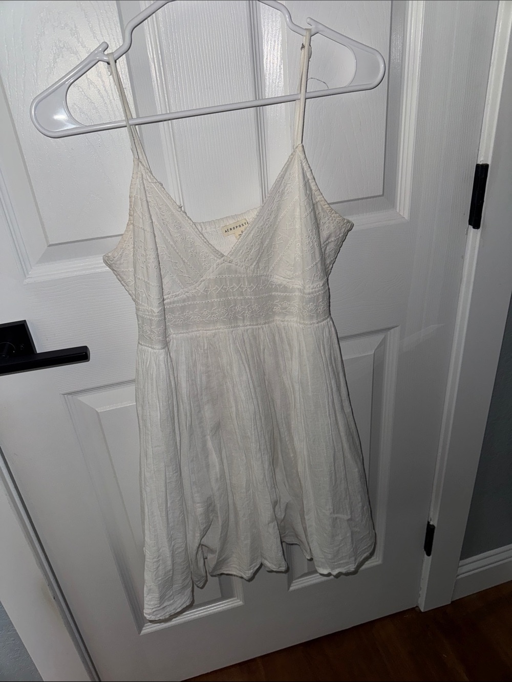 Aeropostale White Mini Dress with Crochet Detail